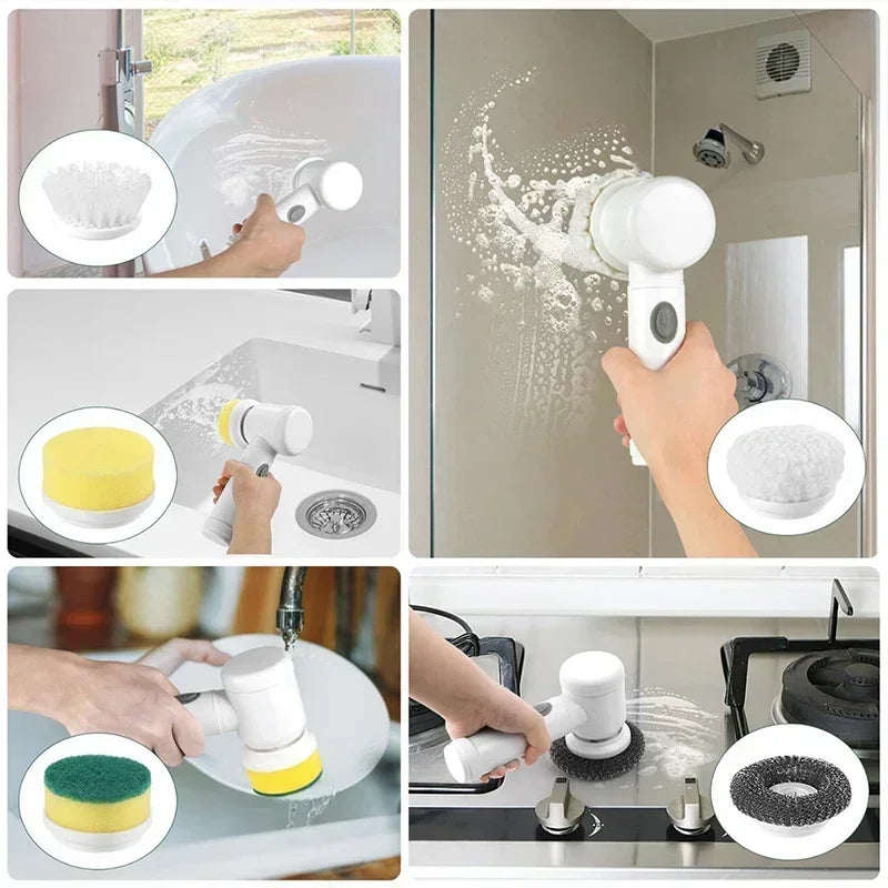 Electric Spin Scrubber with 5 Replaceable Brush