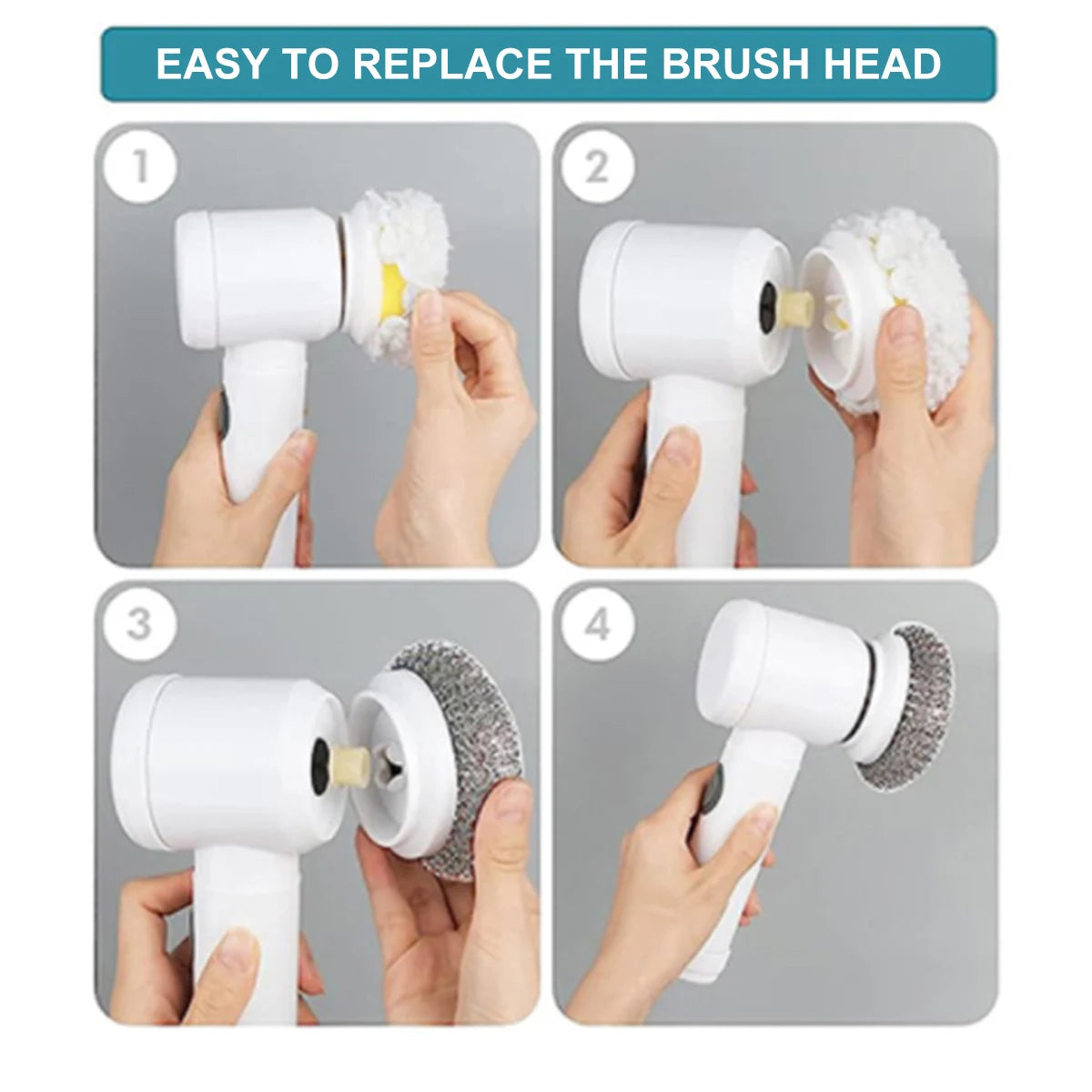 5pcs Replaceable Brush Heads for electric spin scrubber