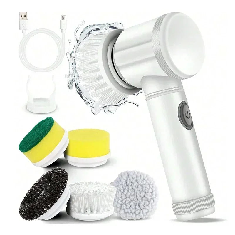 Electric Spin Scrubber with 5 Replaceable Brush