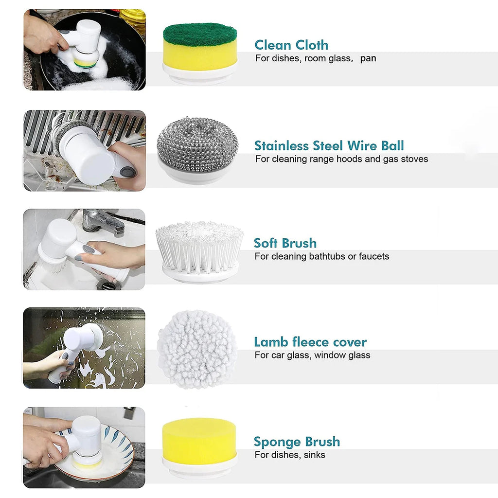 5pcs Replaceable Brush Heads for electric spin scrubber